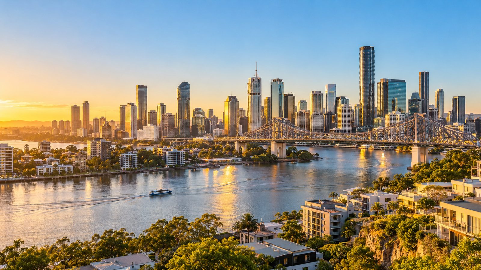 Brisbane skyline at golden hour